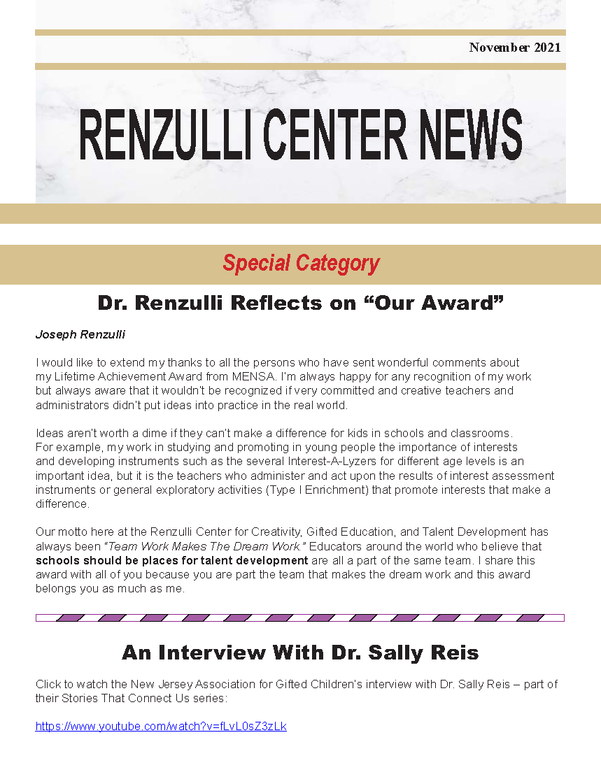 November 2021 Renzulli News Cover Graphic