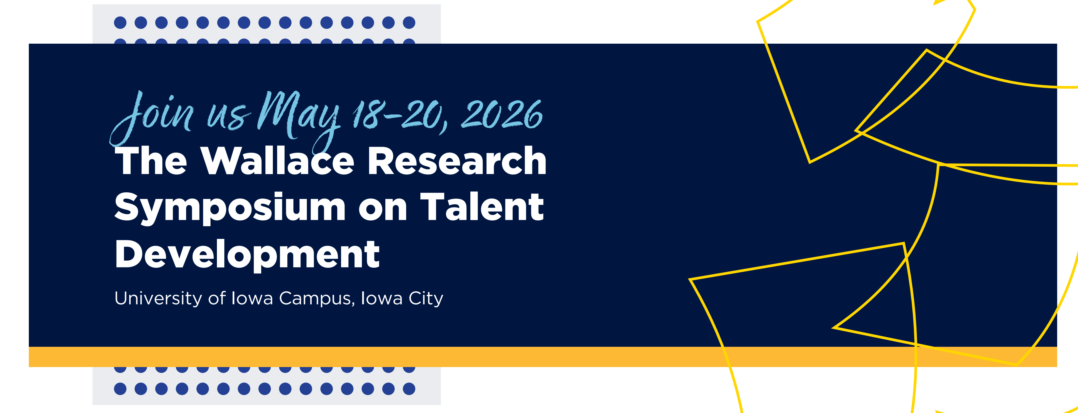 Wallace Research Symposium banner with May 18-20, 2026 date and University of Iowa location in Iowa City