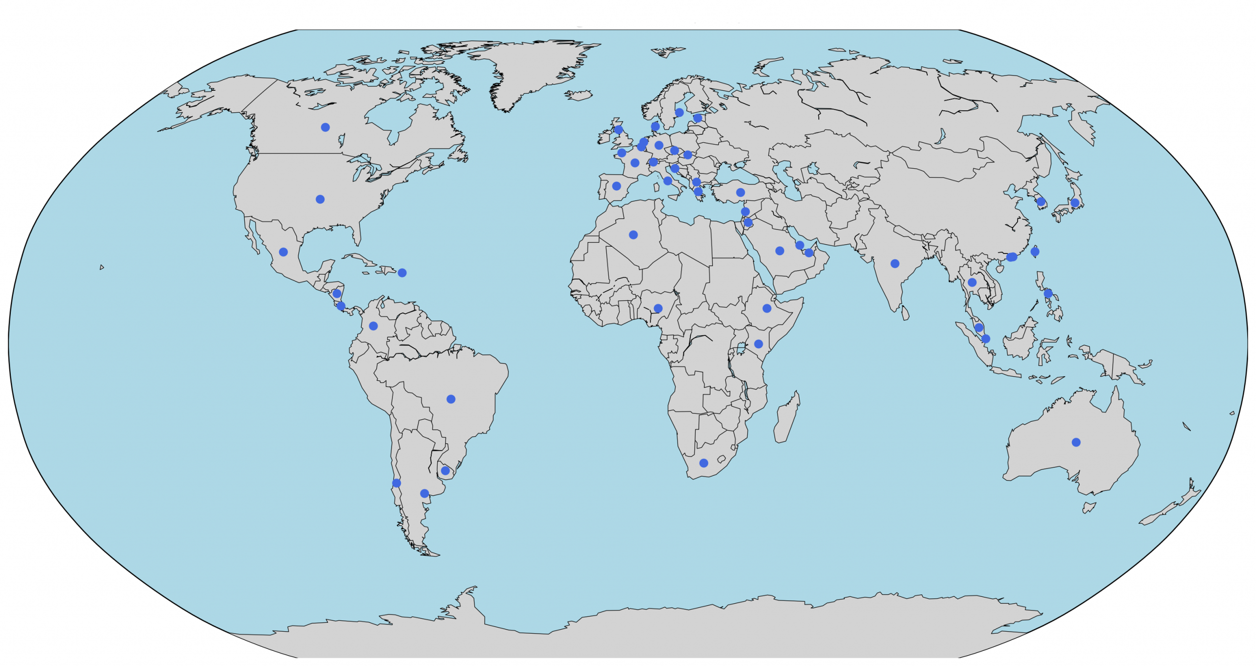 Map of the world that shows where viewers of Renzulli Center webinars reside.