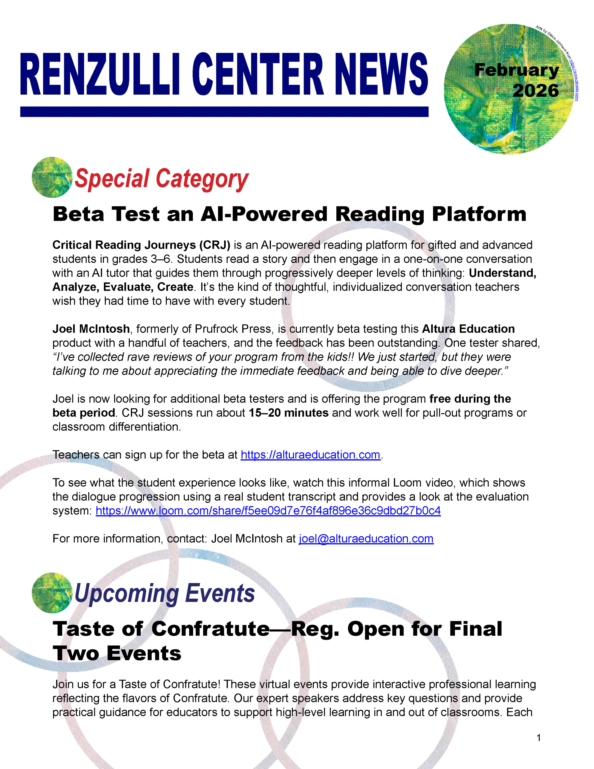 February 2026 Renzulli News Cover Graphic